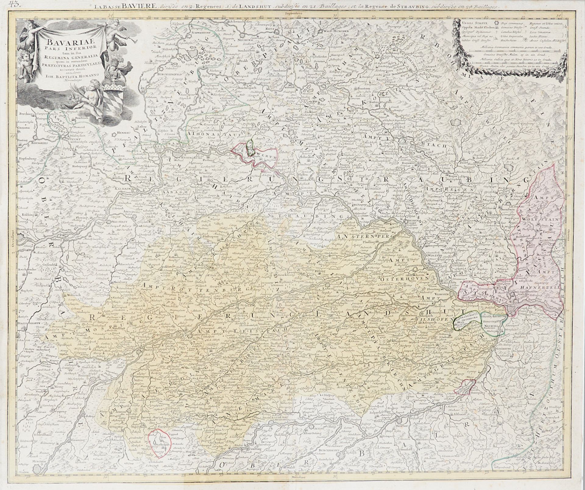 Leichte Altersund Gebrauchsspuren. Beiliegen 3 altkolor. Kupferstichkarten von Bayern, erschienen - Image 2 of 3