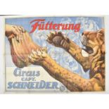 [Animal Dressage/Lions]. Circus Schneider. Fütterung Friedländer, Hamburg, 1931