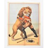 [Animal Dressage/Lions] "Lion tamer" Lion and ringmaster. Friedländer, Hamburg, 1889