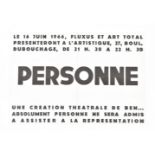 [Fluxus] Ben Vautier, Personne