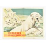 [Animal Dressage] Circus Hagenbeck. Polar bears in icy landscape. A. Friedländer, 1925