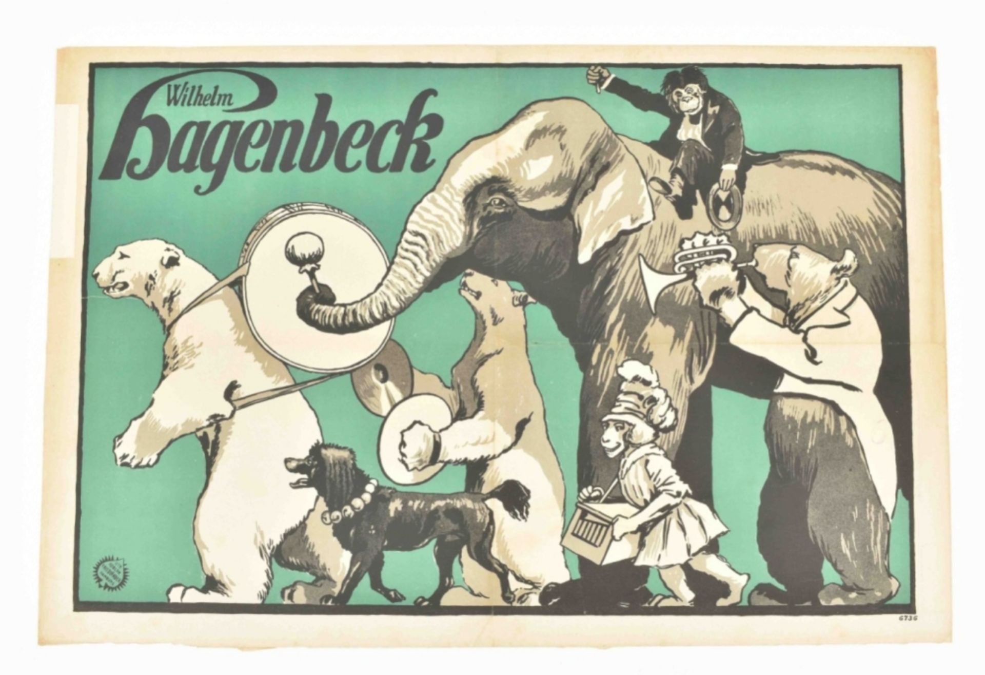 [Bears. Dogs. Elephants. Monkeys] Circus Hagenbeck. Parade of circus animals. Friedländer, 1918