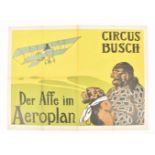 [Animal Dressage] [Monkeys. Aviation] Circus Busch. Der Affe im Aeroplan Friedländer, Hamburg, 1913