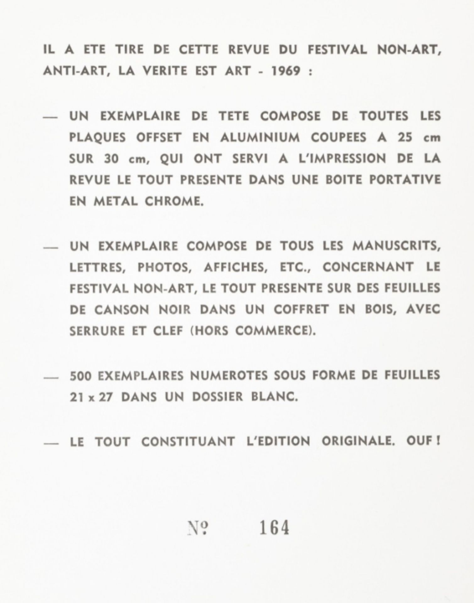 [Fluxus] Ben Vautier, Festival Non Art- Anti Art- - Image 3 of 5