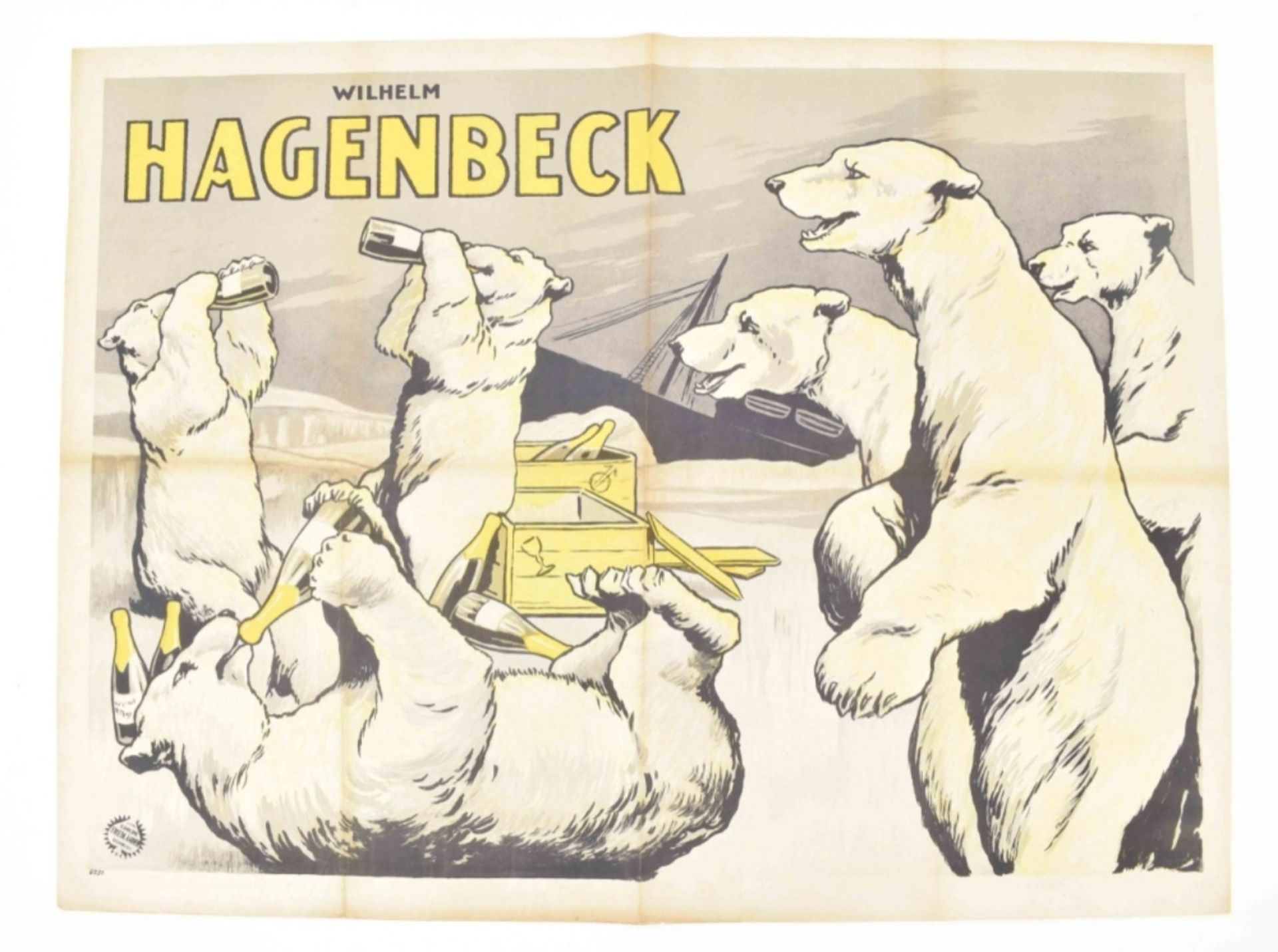 [Animal Dressage/Polar Bears] Circus Hagenbeck. Polar bears drinking alcohol. A. Friedländer, 1919