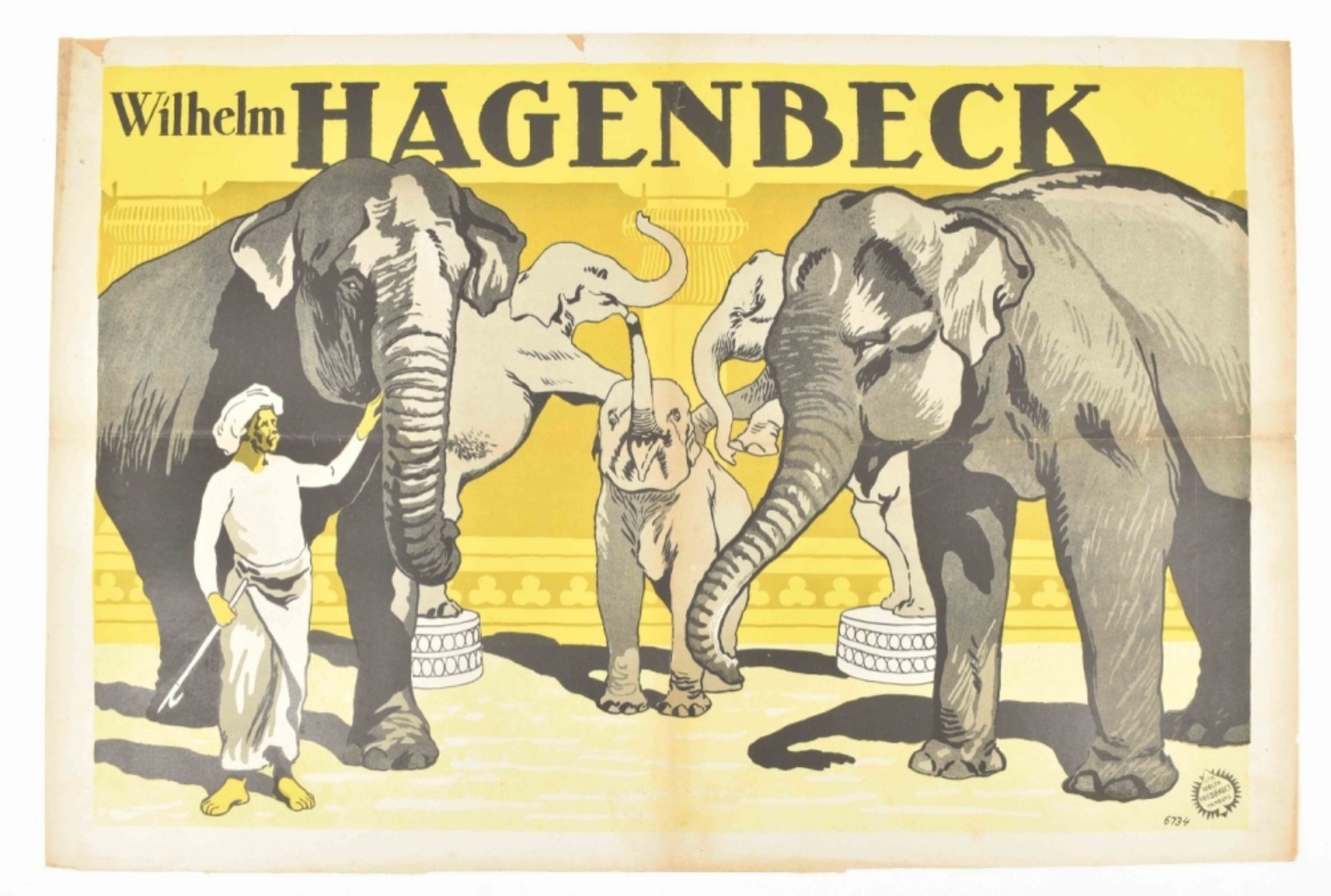 [Animal Dressage] Circus Hagenbeck. Dressage act of elephants" Friedländer, Hamburg, 1919
