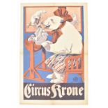 [Polar Bears] Circus Krone. "Polar bear rocking its baby in a crib" A. Friedländer, Hamburg, 1919