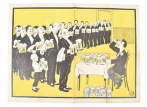[Freakshow ] [Drinking competition] "Man drinking numerous pints of beer" Friedländer, Hamburg, 1913