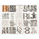 Collection of 20 Fluxus monogram name cards designed by George Maciunas