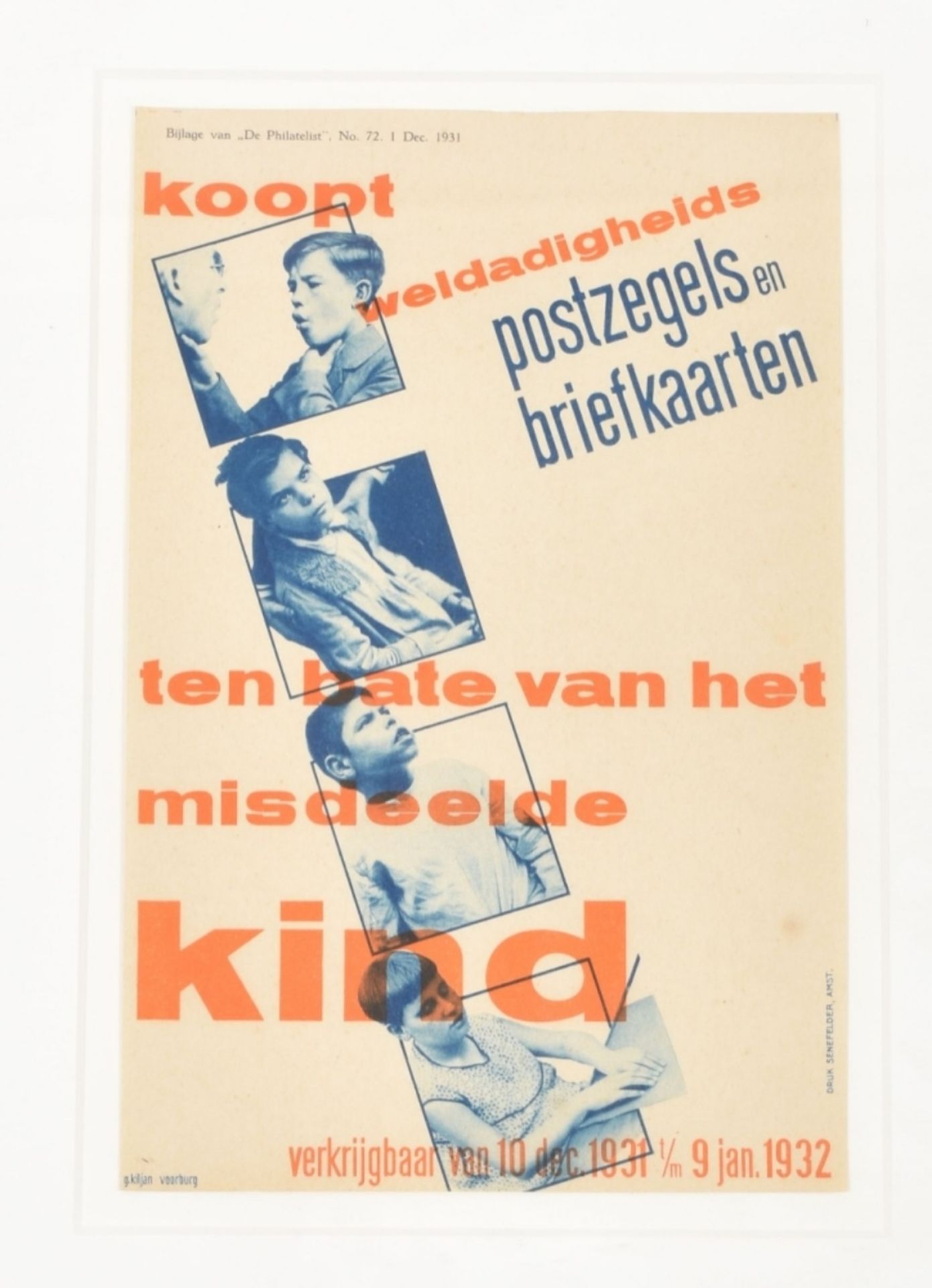 Gerard Kiljan (1891-1961). Koopt weldadigheids postzegels en briefkaarten ten bate van het