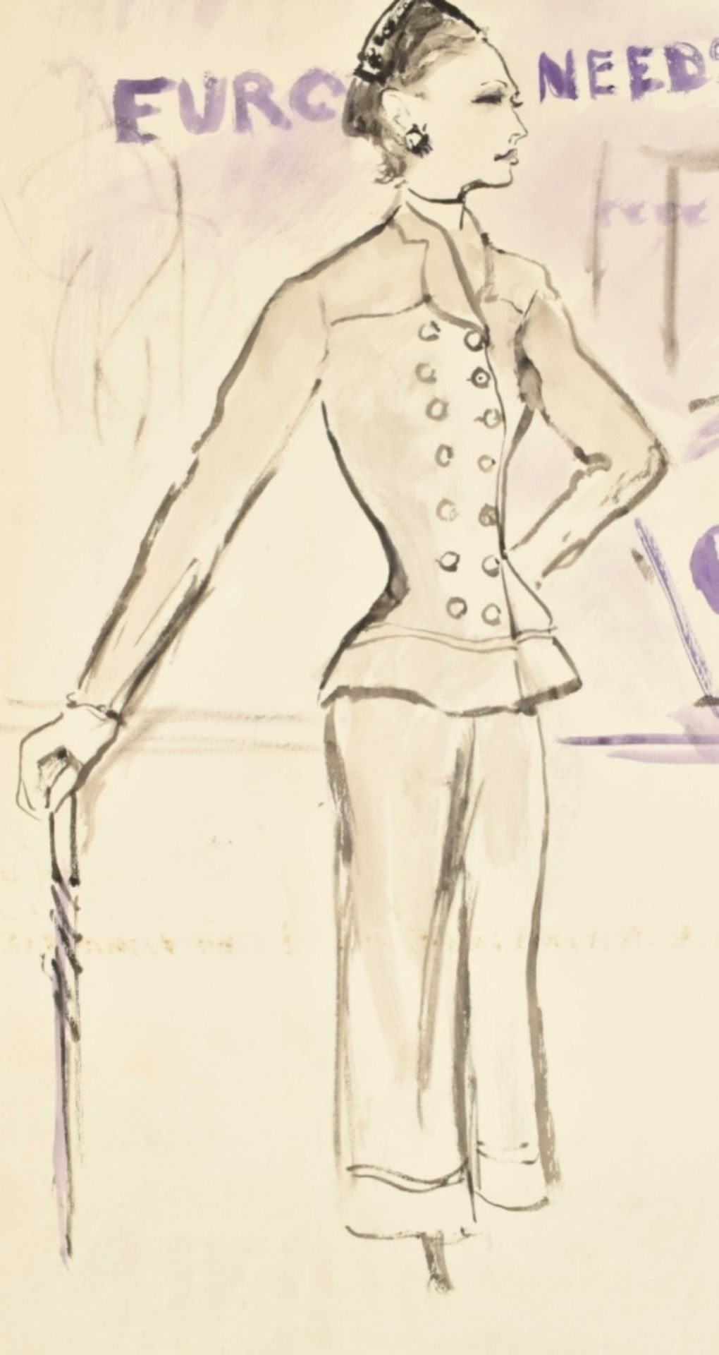 Carl "Eric" Erickson (1891-1958). Two fashion illustrations - Image 3 of 8