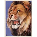 [Lions] "Portrait of a roaring lion"