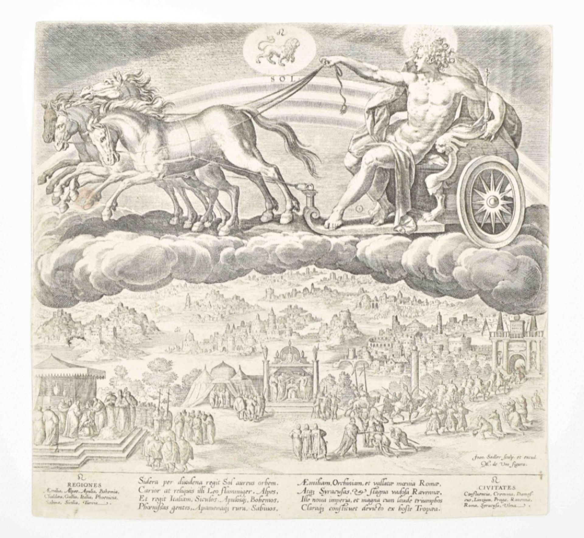 Johann Sadeler I (1550-1600) after Maerten de Vos (1532-1603). "Moon, sun and planets" - Image 4 of 10