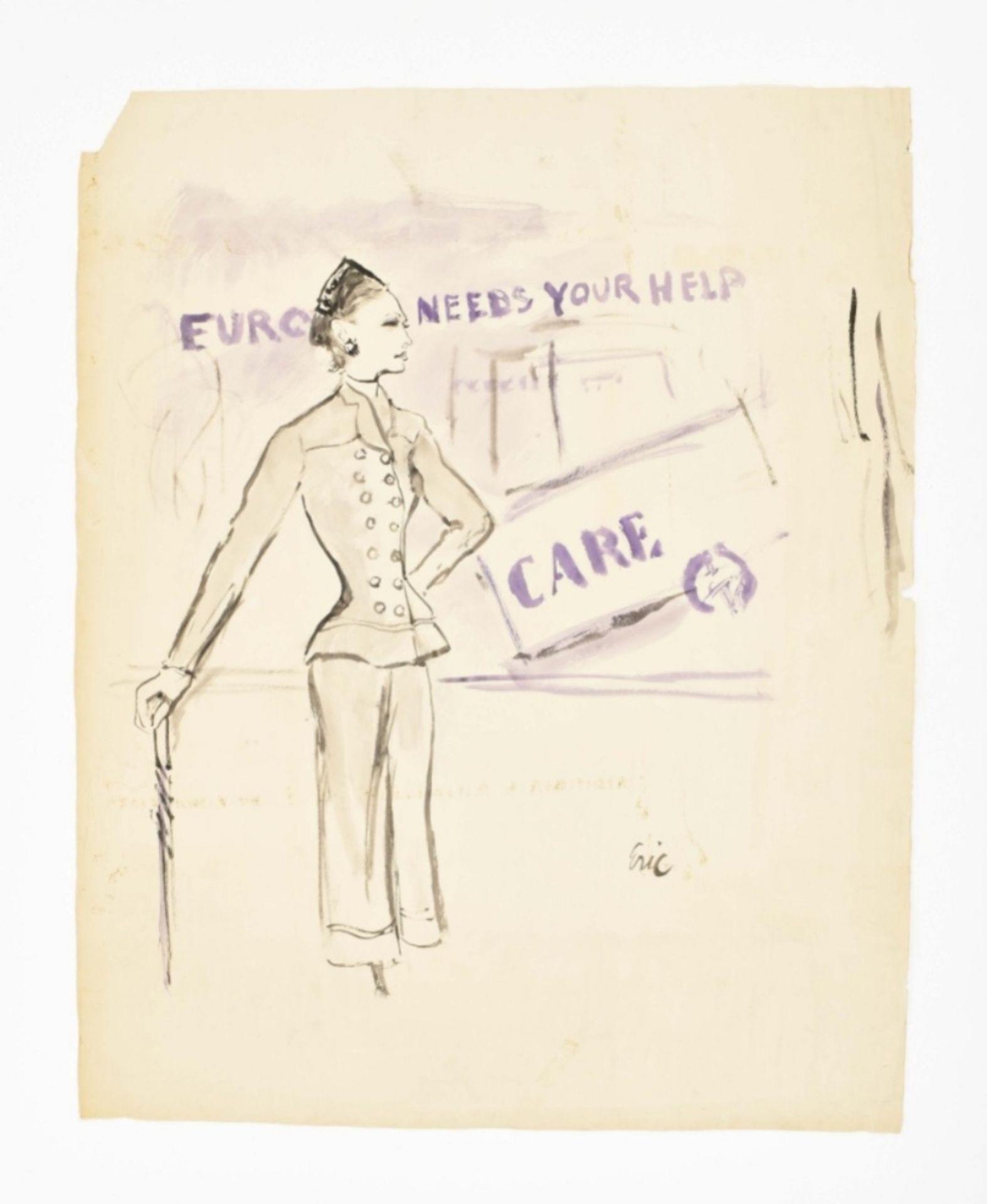 Carl "Eric" Erickson (1891-1958). Two fashion illustrations - Image 8 of 8