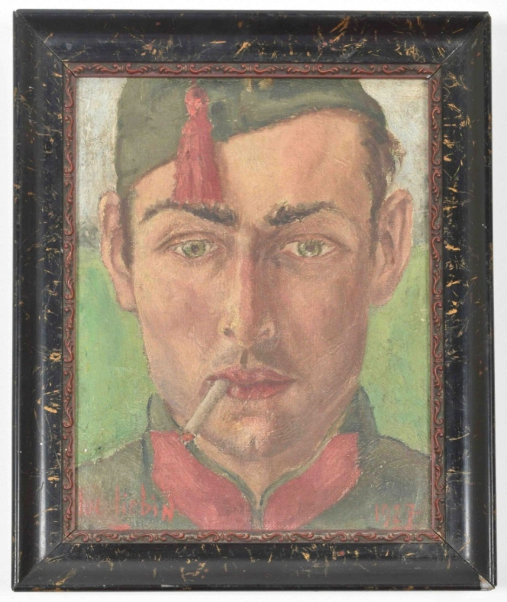 Luc Liebin (20th cent.). "Portrait of a young soldier smoking a cigarette"