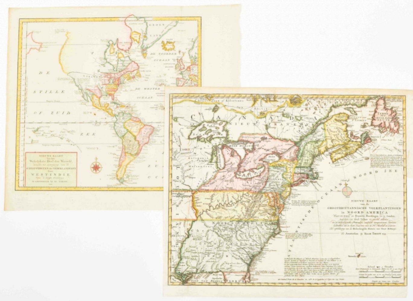 2 maps publ. by Isaak Tirion: Nieuwe Kaart van het Westelykste