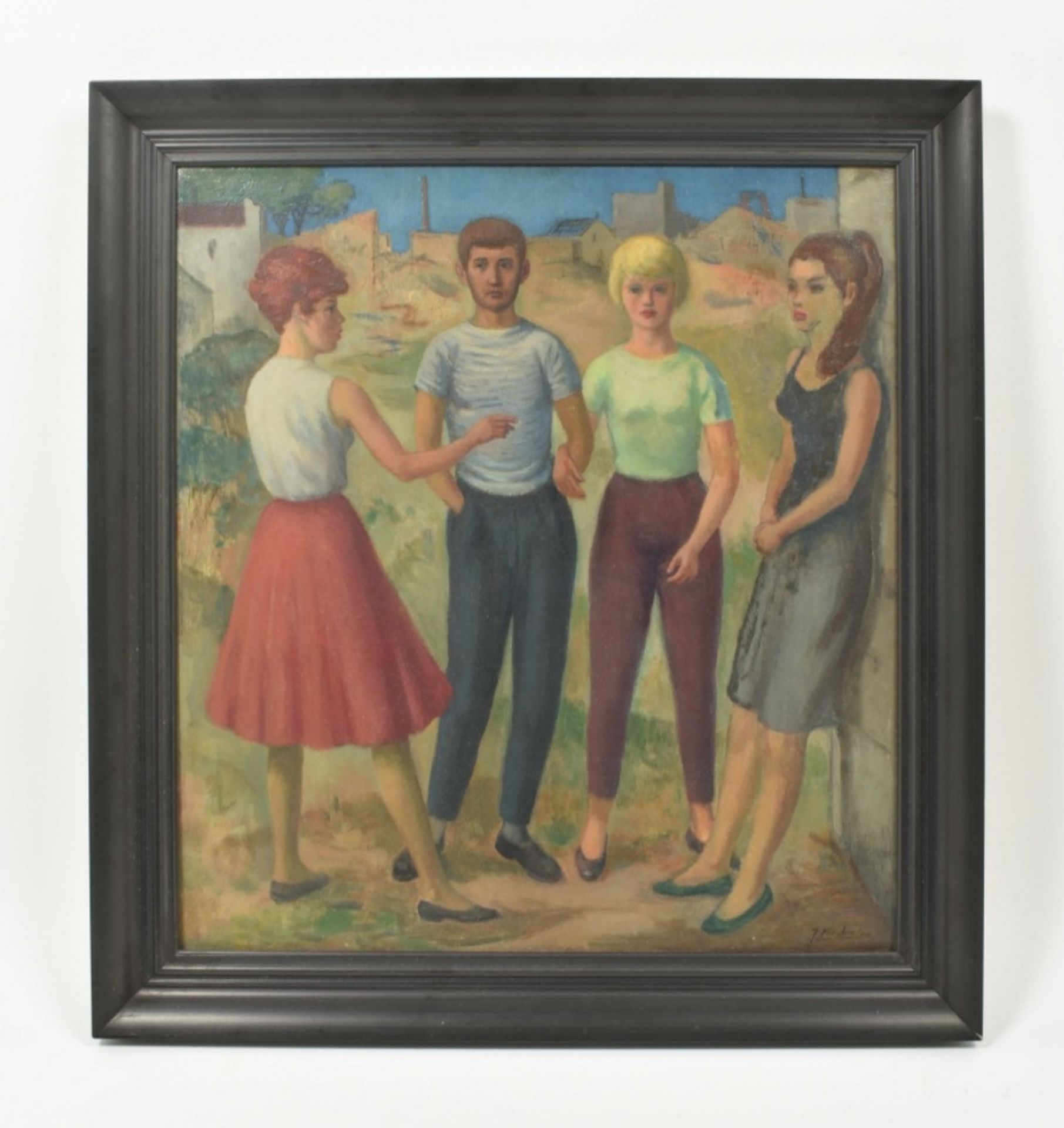 J. Franken Pzn (1896-1977). "Three woman and a man"