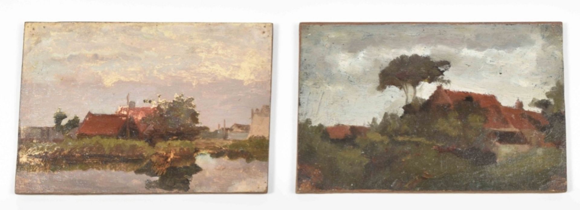 Two landscapes with farms