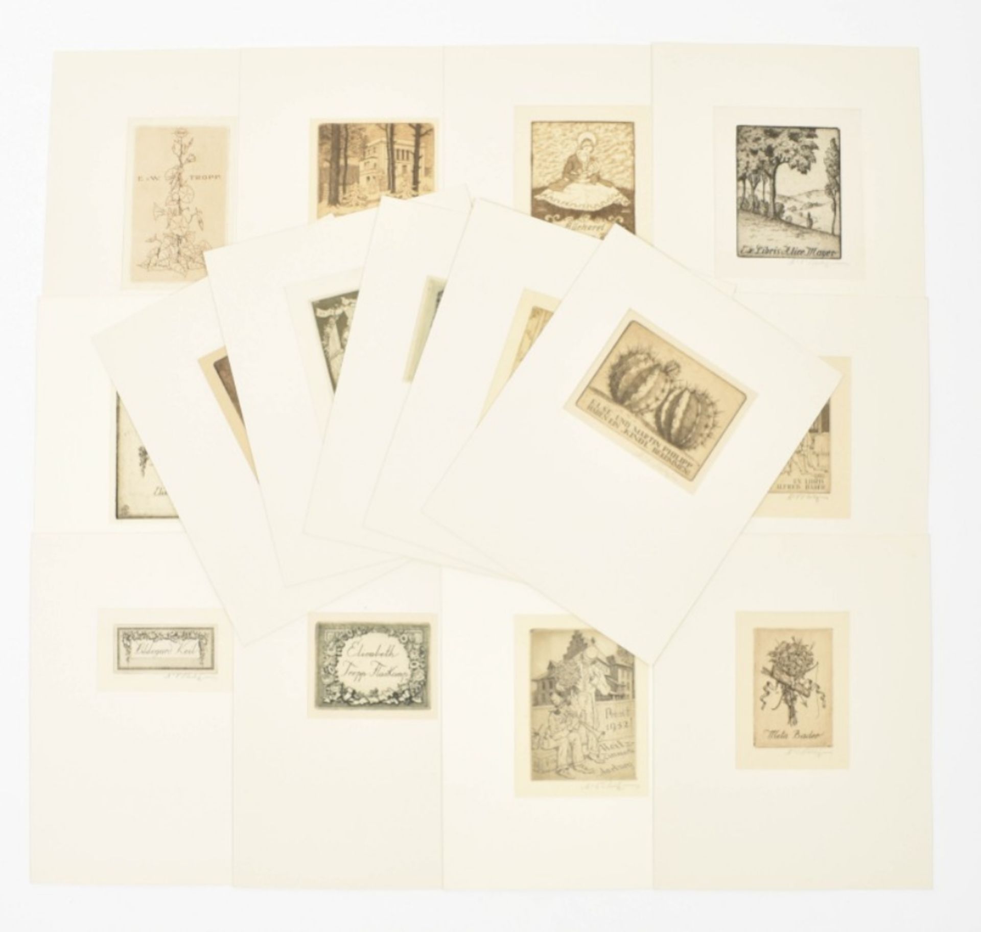 Martin Erich Philipp (1887-1978). Collection of 17 etched ex libris and occas. prints
