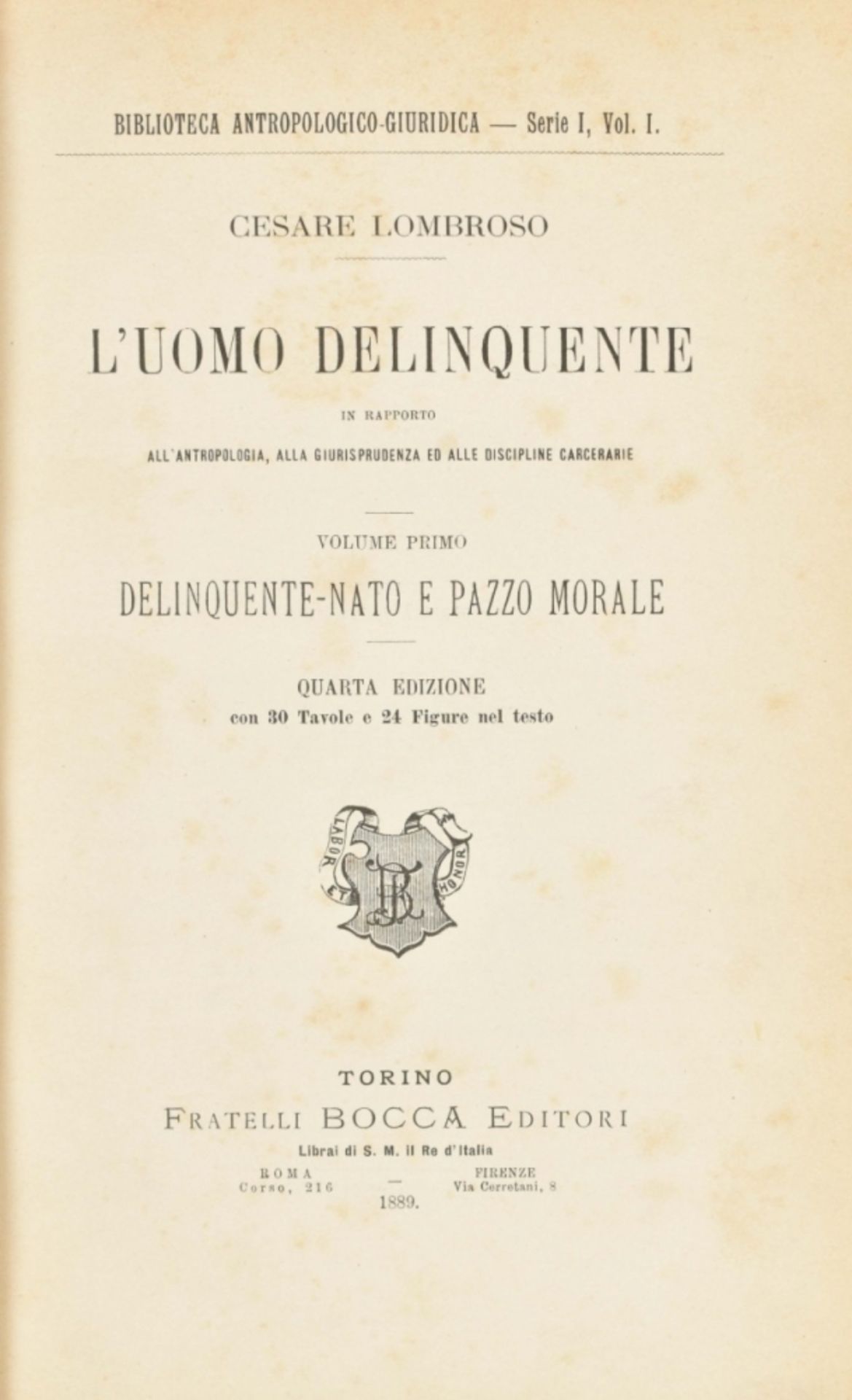 Cesare Lombroso. L'Uomo Delinquente - Image 2 of 5