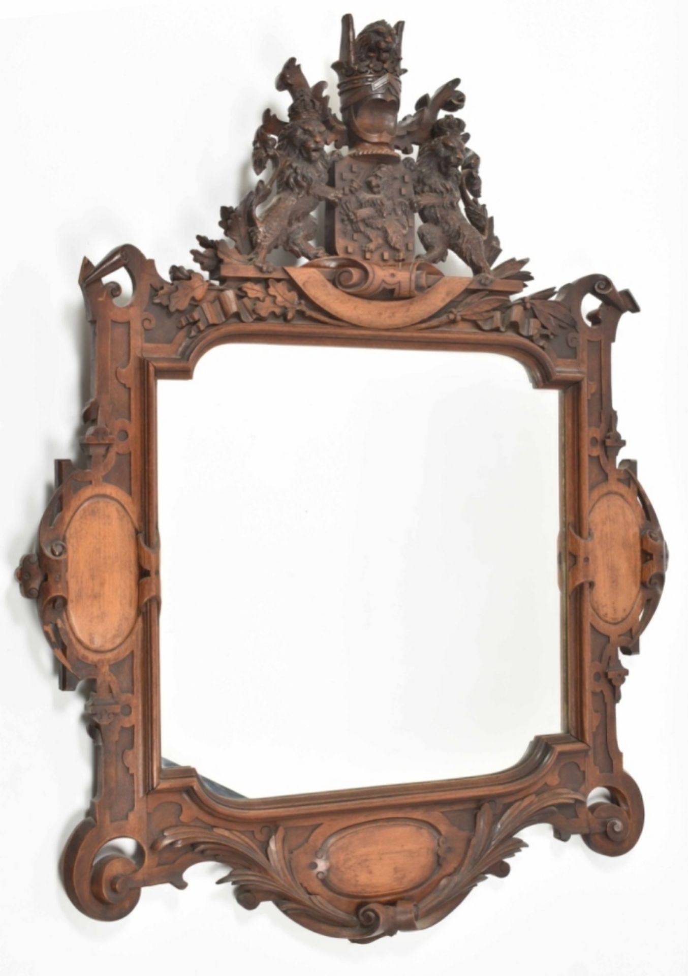 Mirror in ornamental carved oak frame