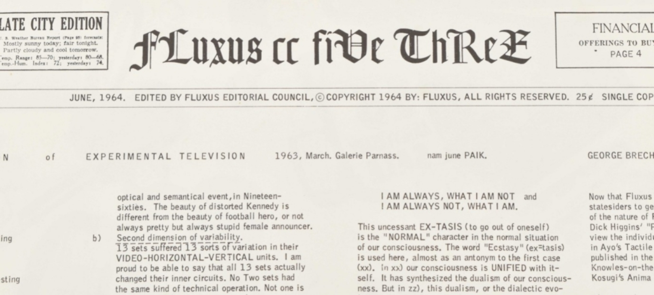 Fluxus cc fiVe ThRee No. 4, June 1964 signed by Ben Vautier - Image 6 of 6