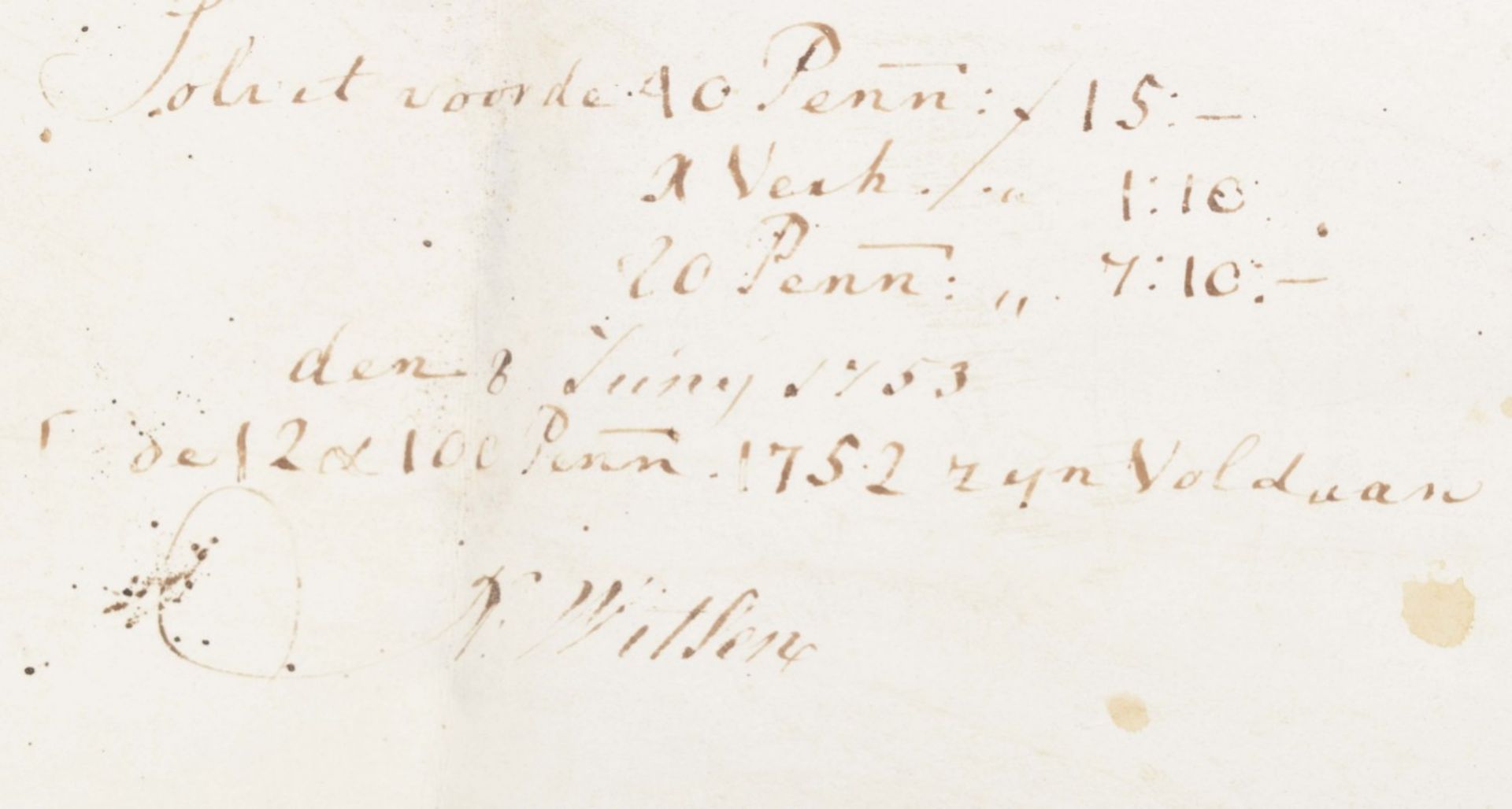 Six Dutch notarial deeds, 1675-1756 - Image 4 of 10