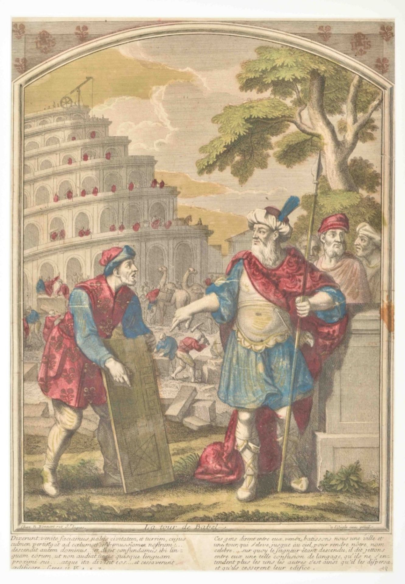 Two prints depicting the Tower of Babel: "La tour de Babel" - Image 4 of 5