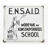 Enamel billboard 'ENSAID- Modevak-en kunstnijverheidsschool'