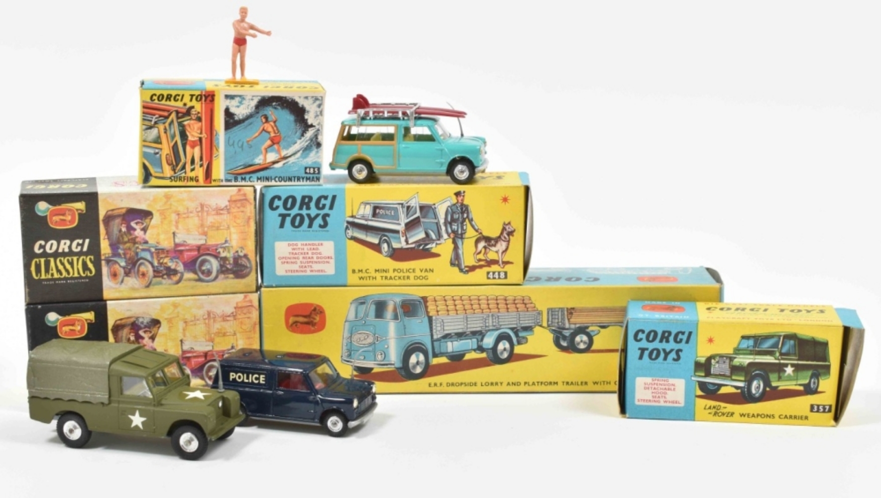Corgi Toys. B.M.C. Mini Police Van with Tracker Dog