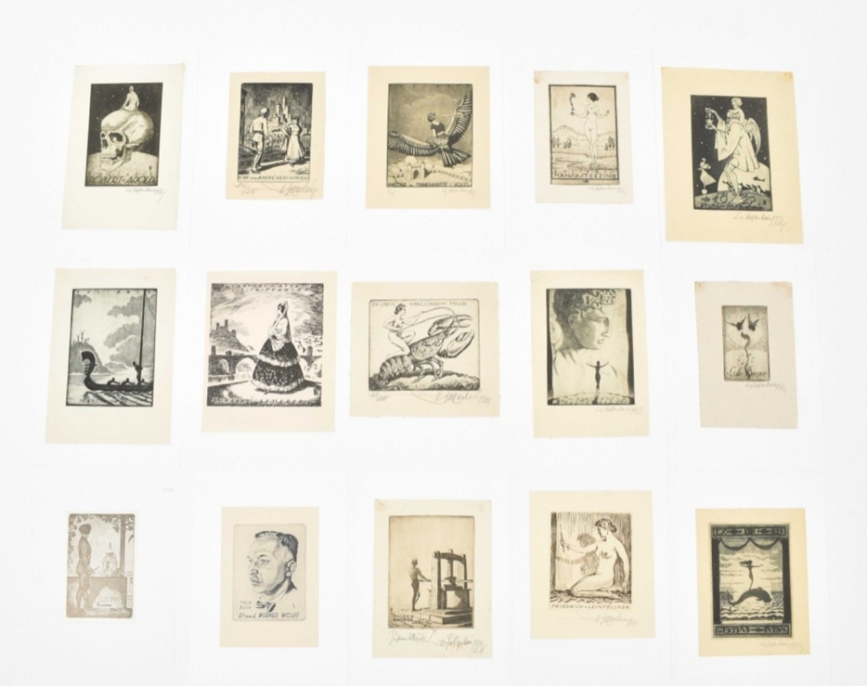 Walter Helfenbein (1893-1984). Collection of 15 ex libris