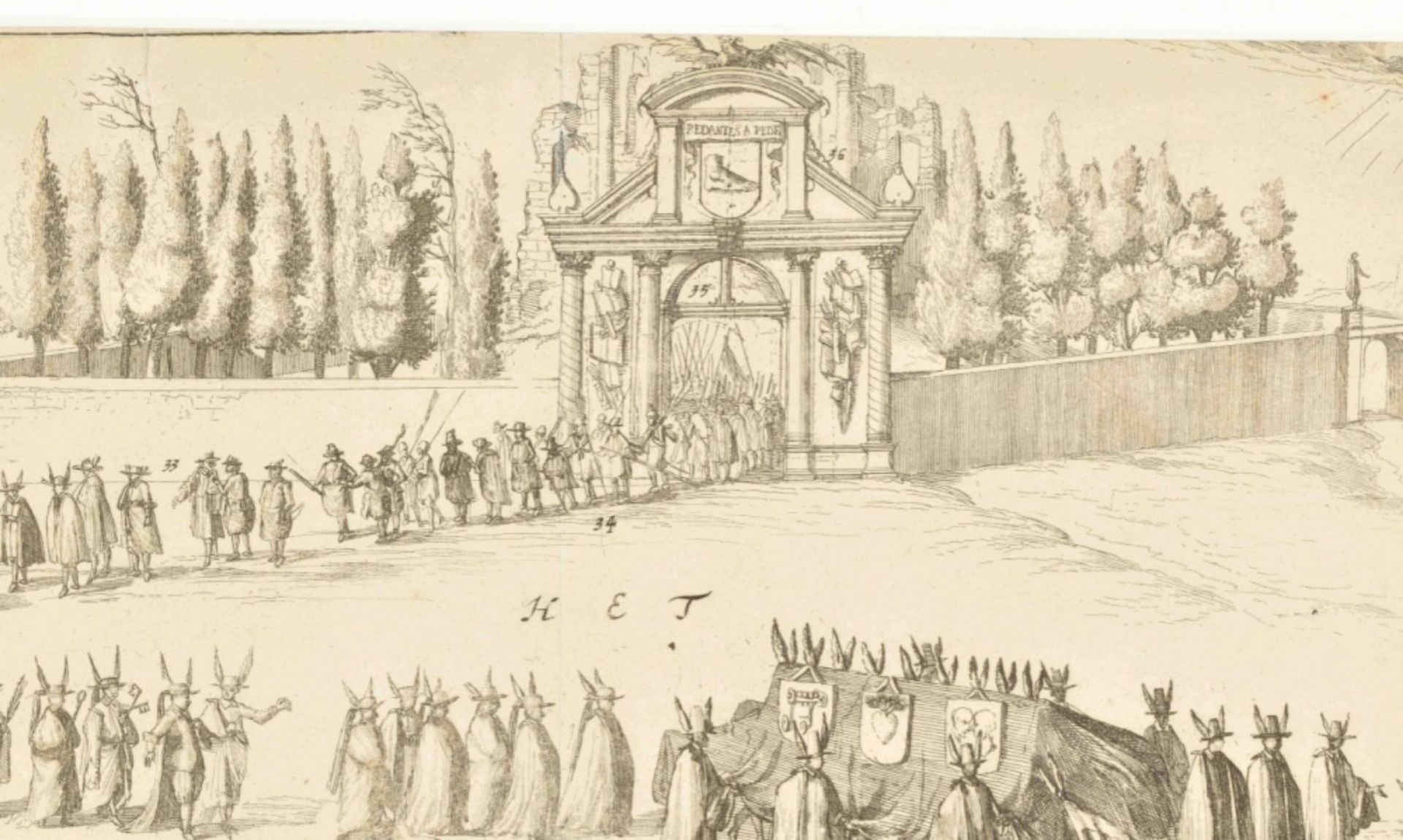 Caricatural funerary procession of pastor Abraham van de Velde, 14 June 1677 - Image 5 of 7