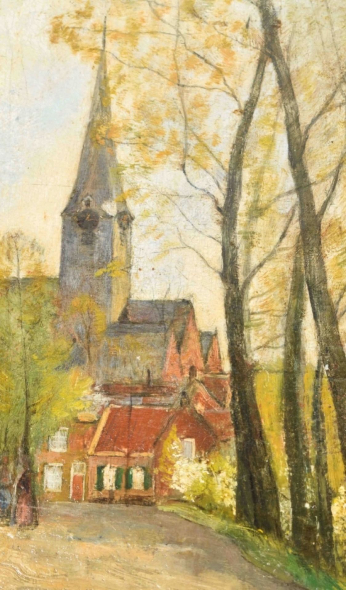 (Attributed to) Matthijs Maris (1839-1917). "View of a church on a hill" - Image 4 of 5