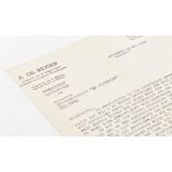 A. de Ridder (1882-1960). Typoscript letter, signed