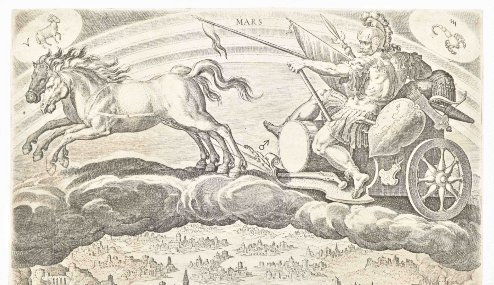 Johann Sadeler I (1550-1600) after Maerten de Vos (1532-1603). "Moon, sun and planets" - Image 8 of 10