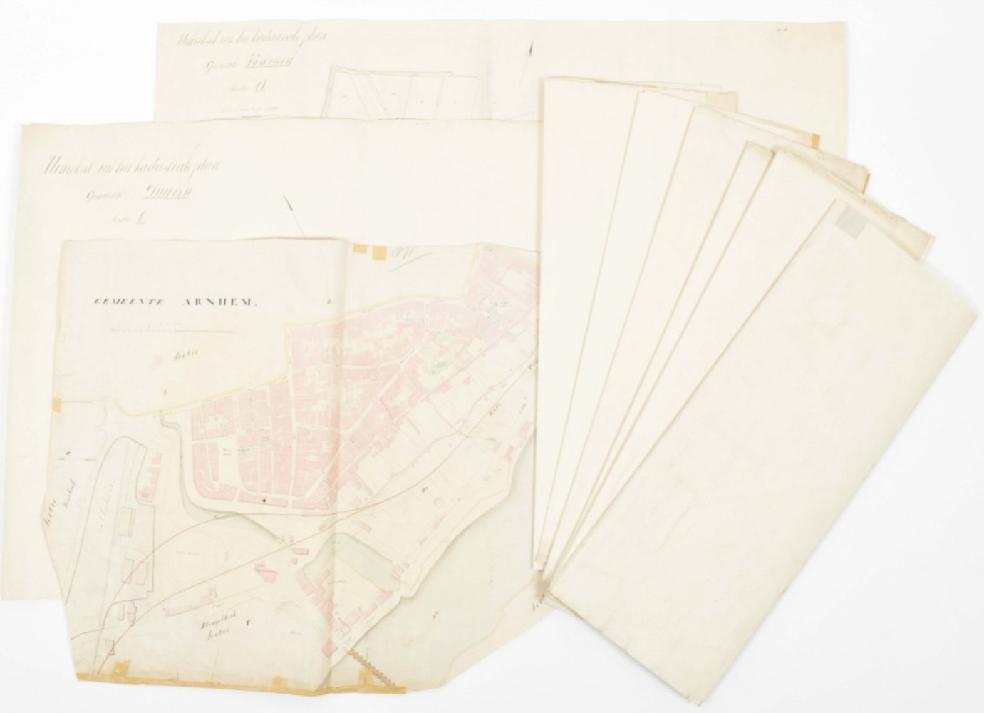 Nine manuscript maps: "Gemeente Arnhem"