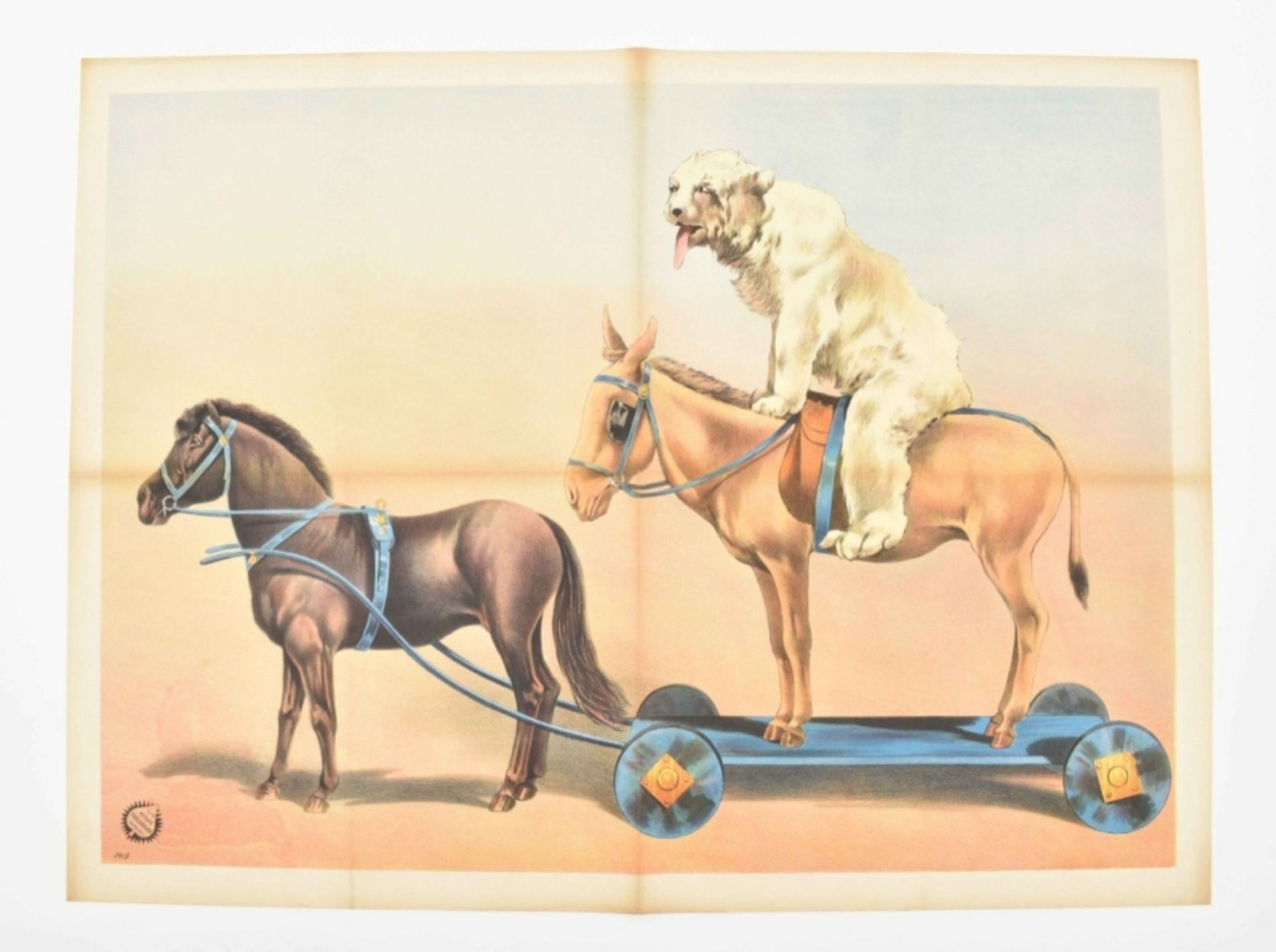 [Dogs. Donkeys. Horses] "Horse pulling cart with donkey carrying a bear" - Bild 7 aus 7