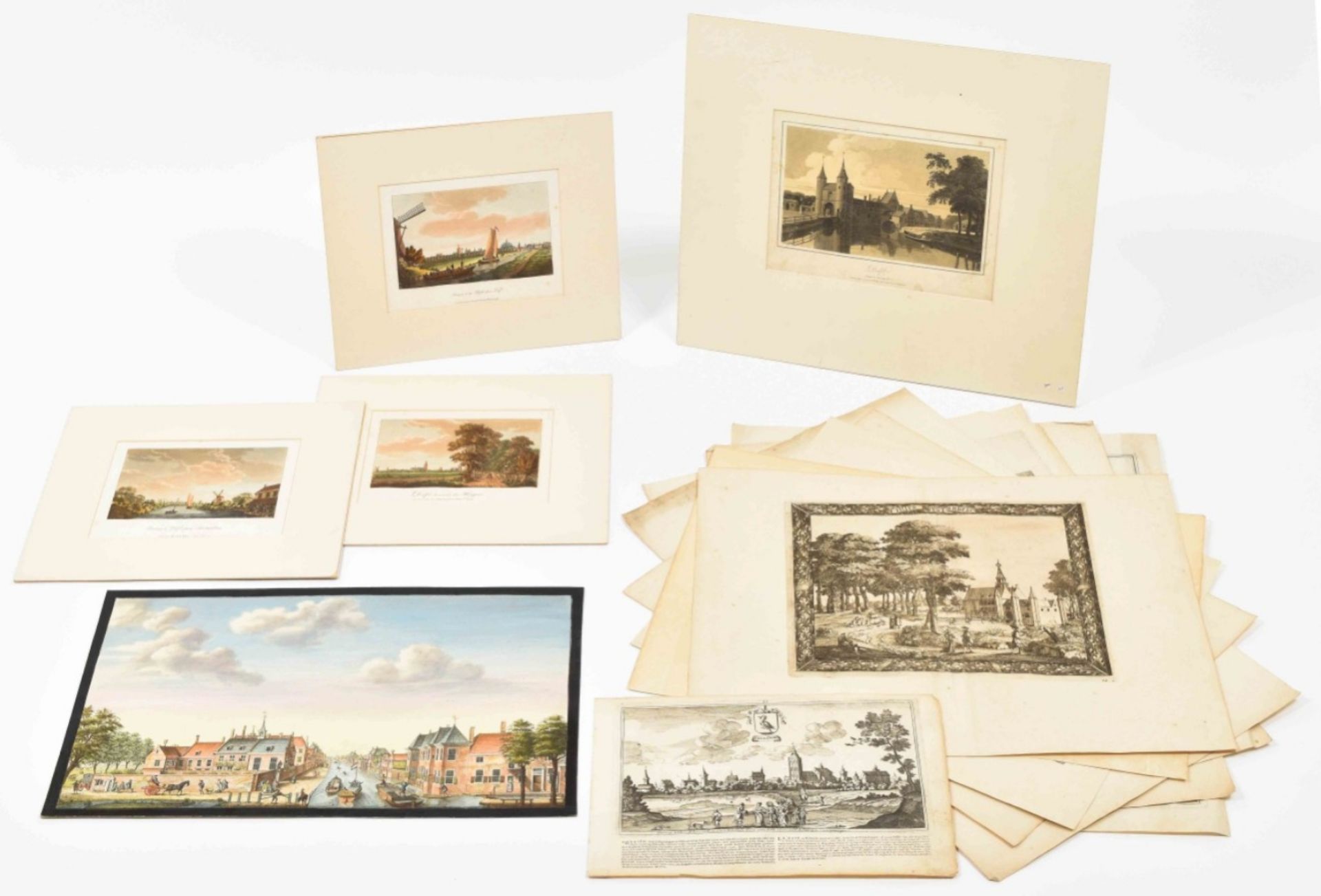 Collection of approx. 30 prints of The Hague and Delft