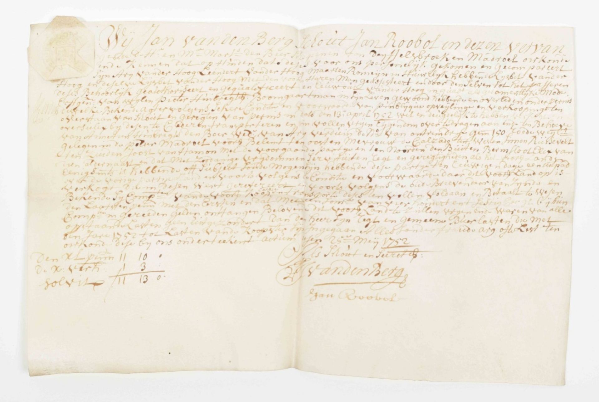 Six Dutch notarial deeds, 1675-1756 - Image 7 of 10