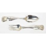 Engraved silver salad servers (spoon and fork)