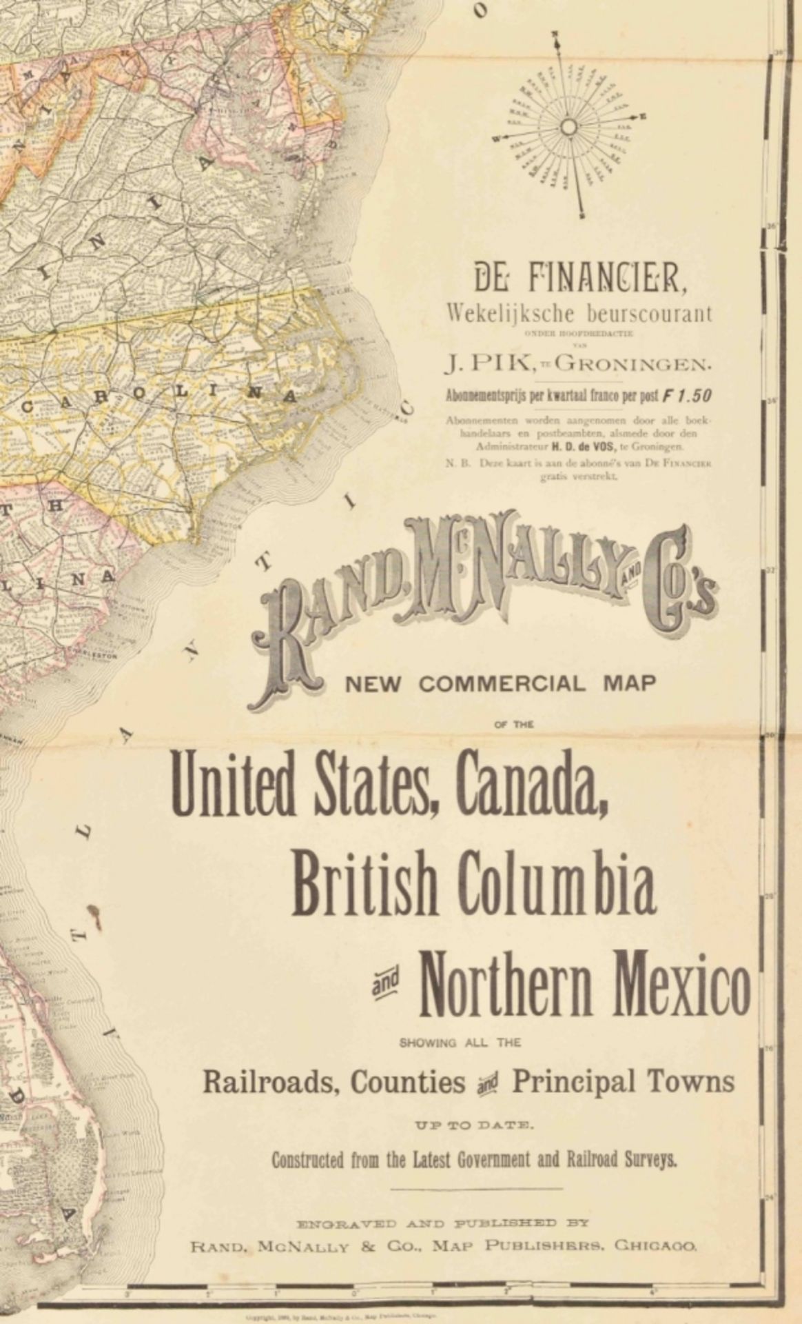 Rand McNally and Co. New Commercial Map of the United States, - Image 4 of 4