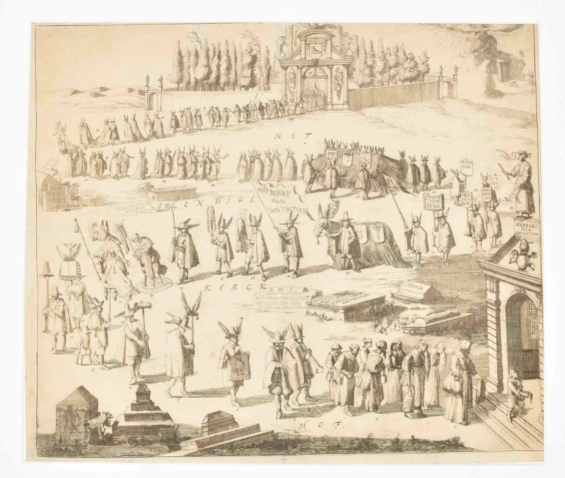 Caricatural funerary procession of pastor Abraham van de Velde, 14 June 1677