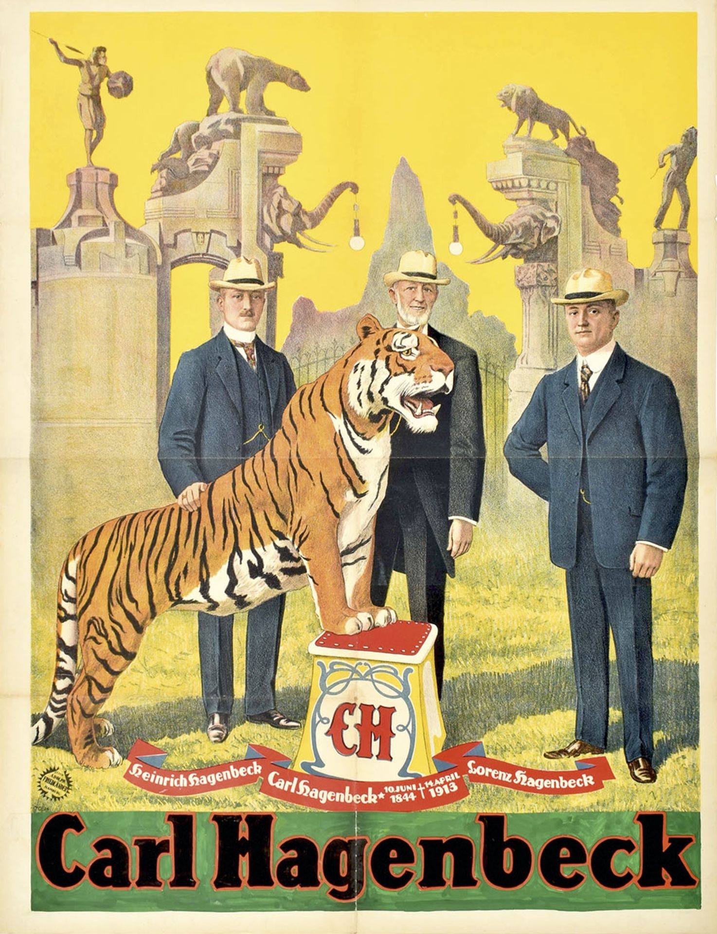 [Tigers. Hagenbeck] Heinrich Hagenbeck, Carl Hagenbeck, Lorenz Hagenbeck