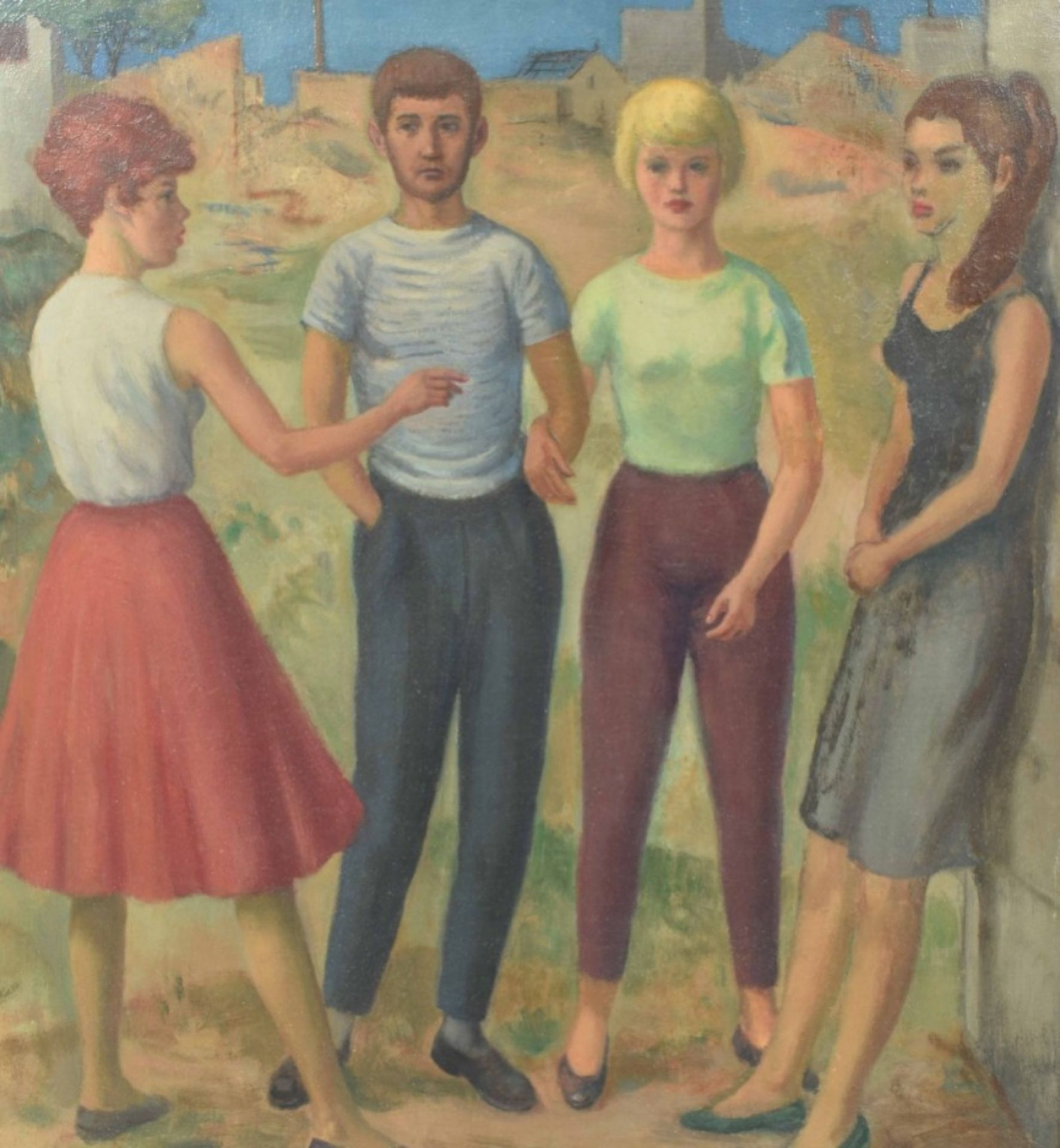 J. Franken Pzn (1896-1977). "Three woman and a man" - Image 3 of 5