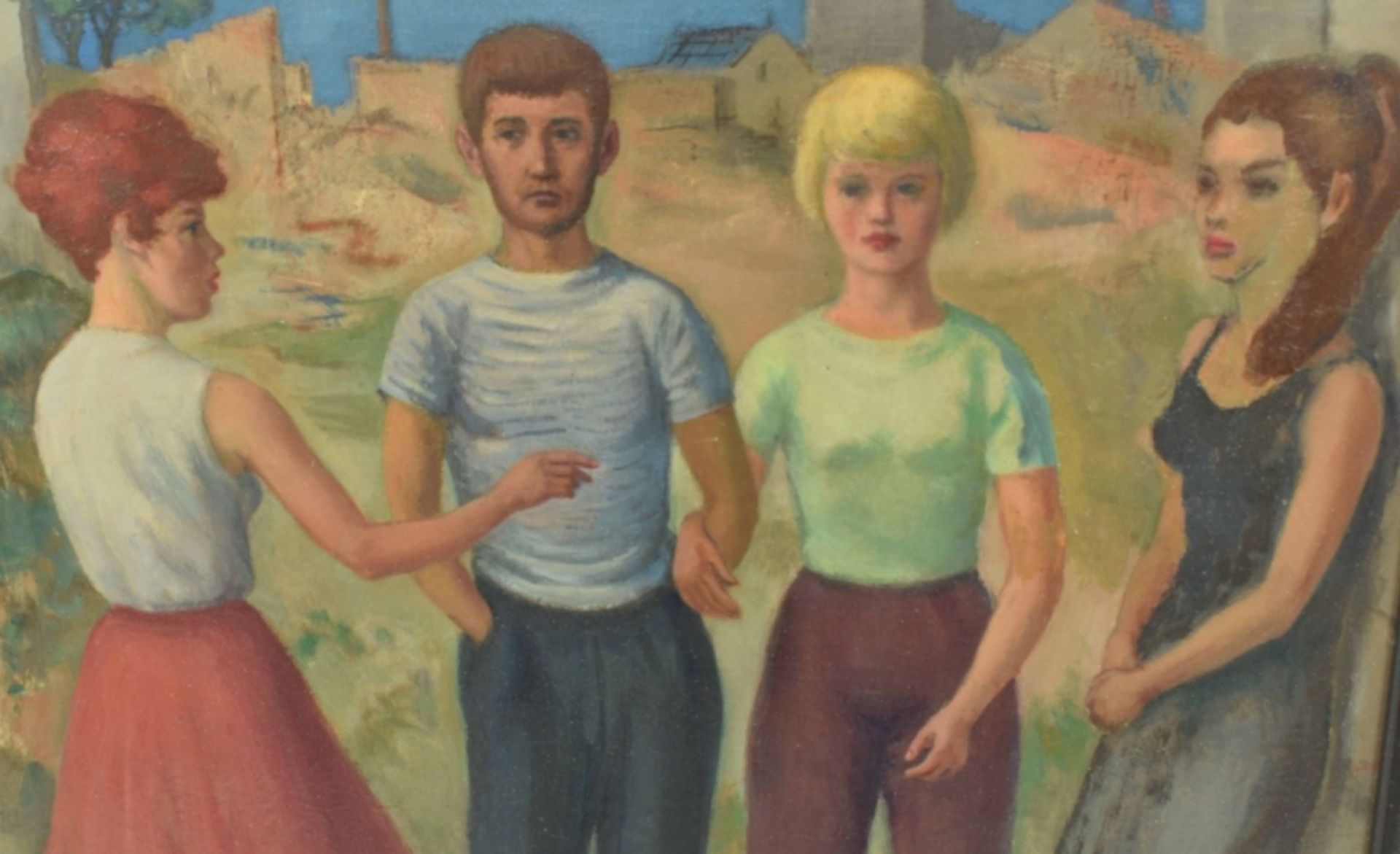 J. Franken Pzn (1896-1977). "Three woman and a man" - Image 2 of 5