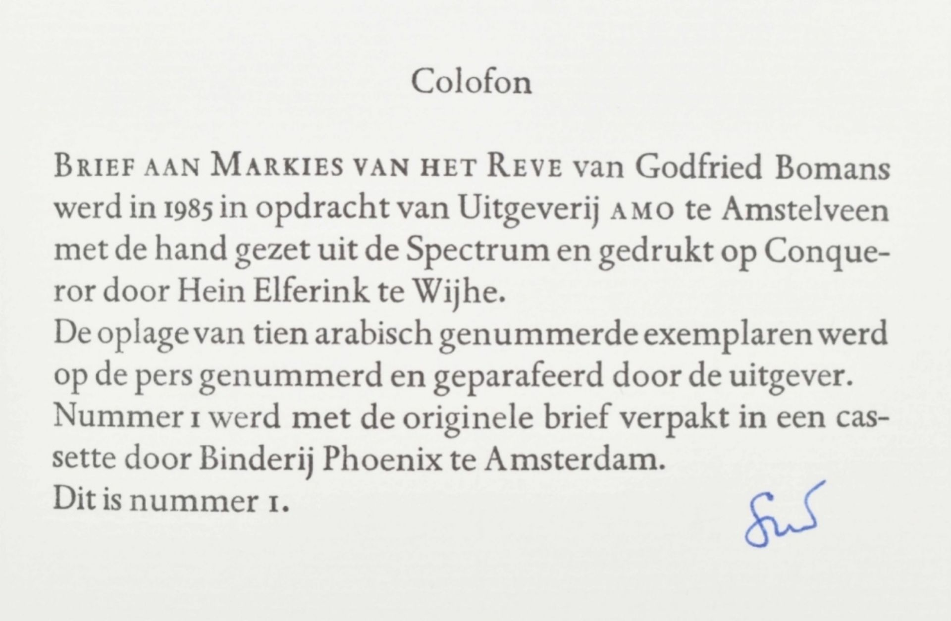 Godfried Bomans. Brief aan Markies van het Reve - Image 5 of 6