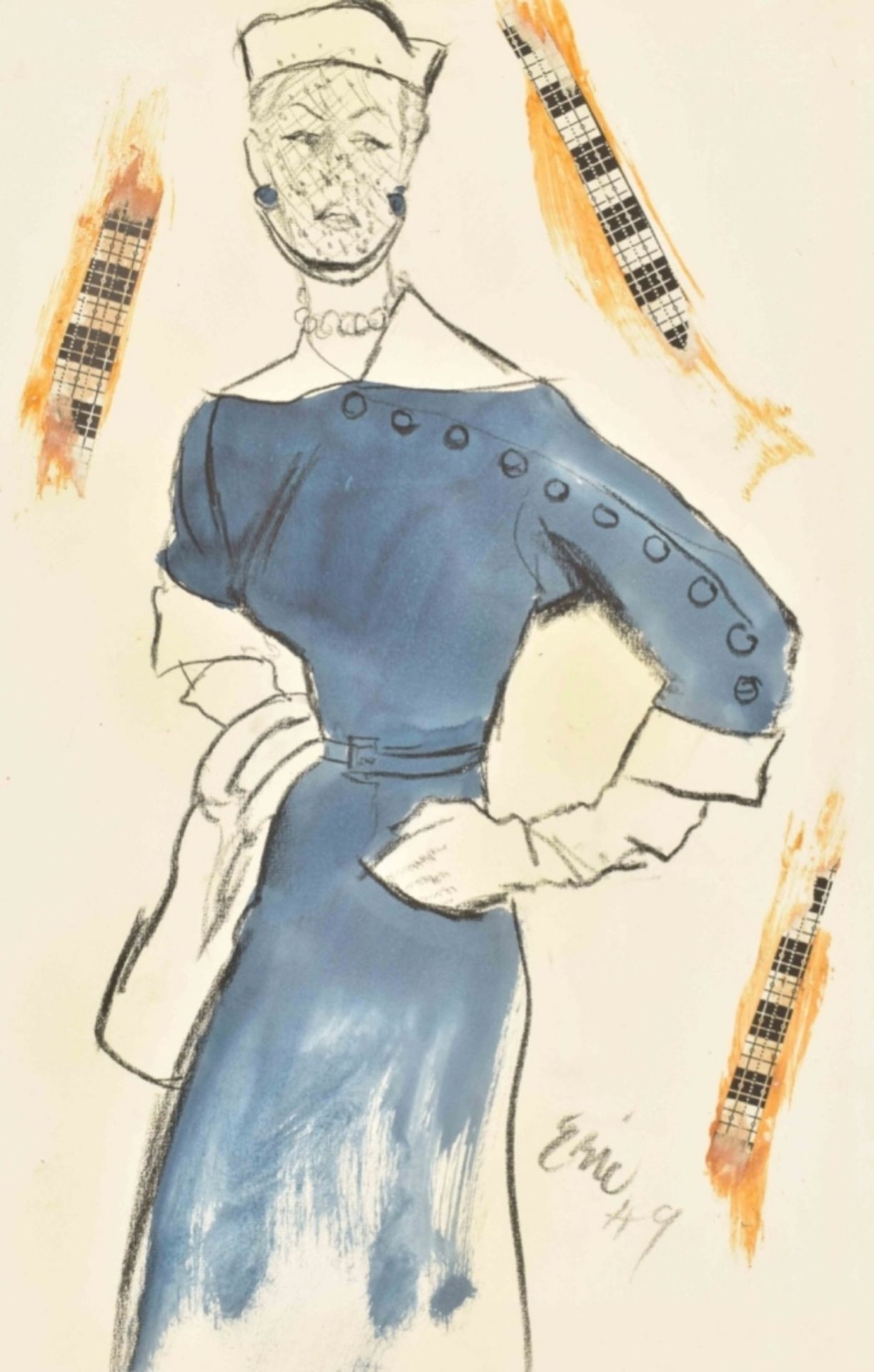 Carl "Eric" Erickson (1891-1958). Two fashion illustrations - Image 6 of 8