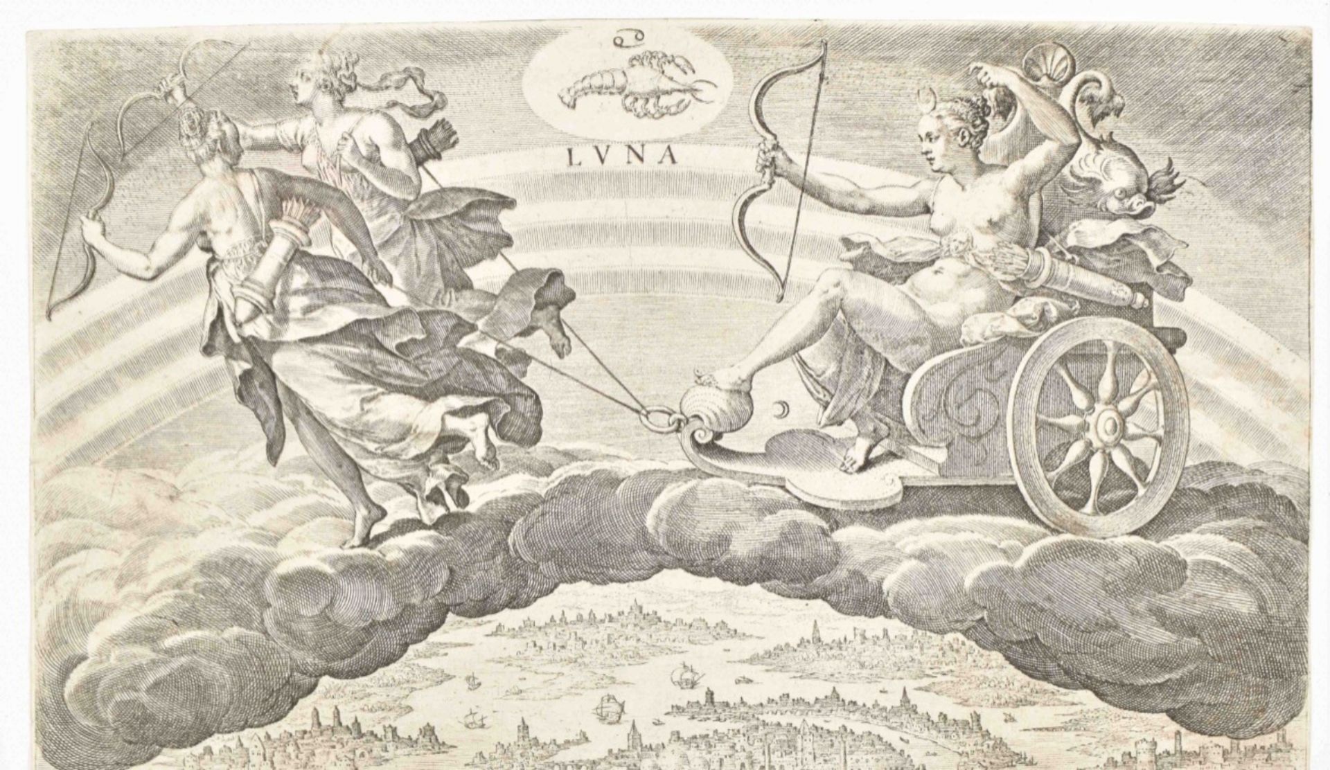 Johann Sadeler I (1550-1600) after Maerten de Vos (1532-1603). "Moon, sun and planets" - Image 9 of 10