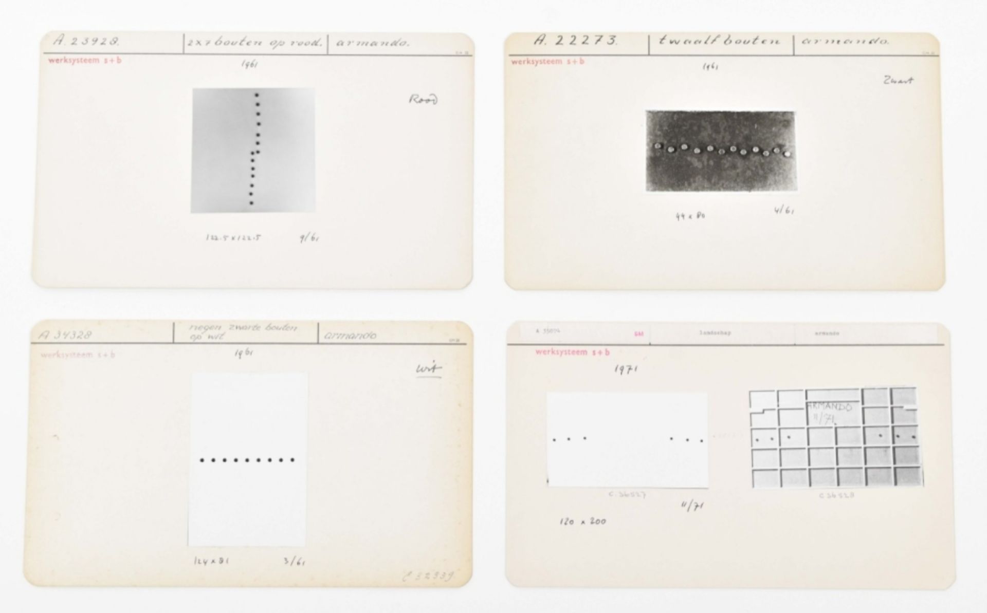 Armando, filing cards from the Stedelijk Museum, 1961-1971 - Image 3 of 6