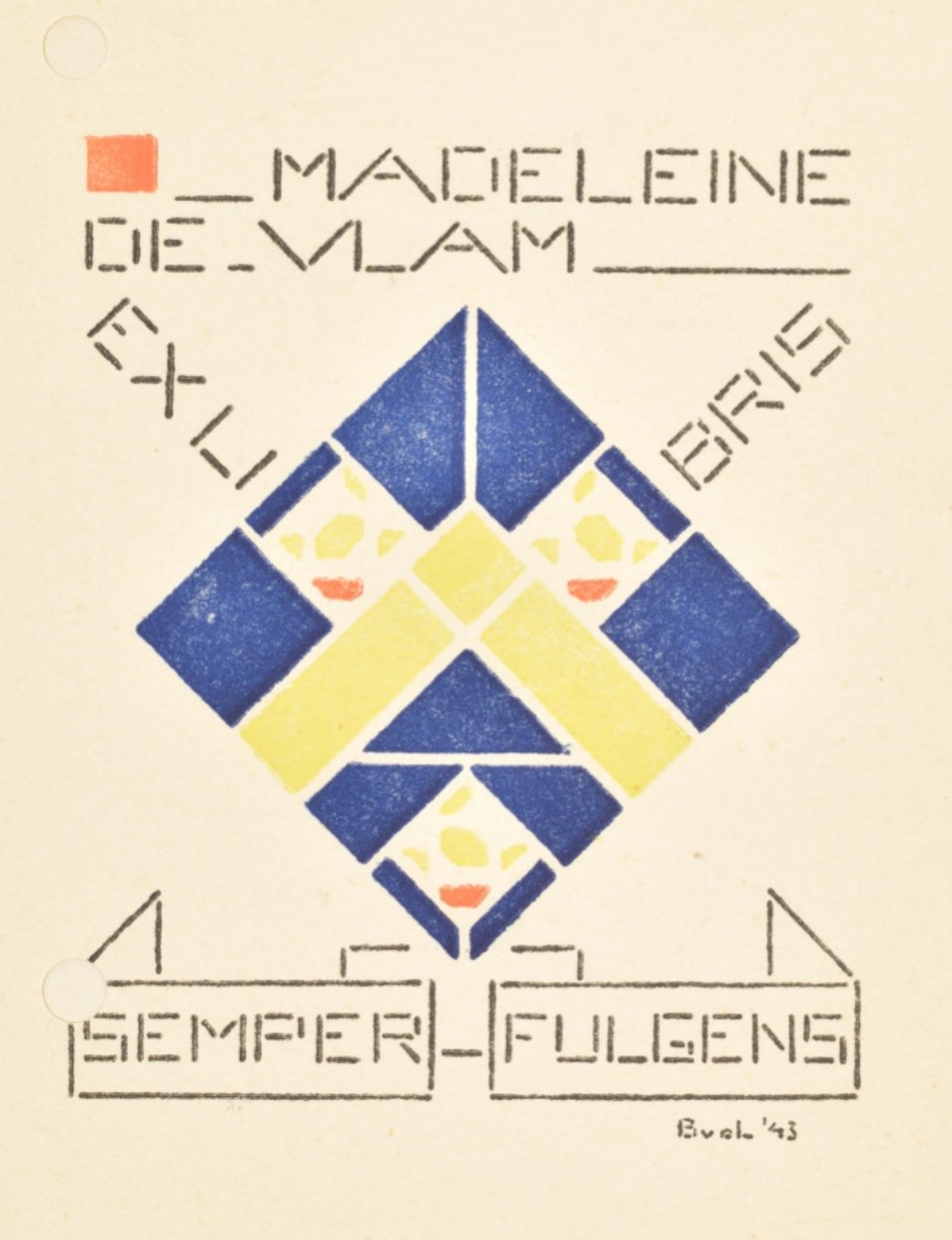 Bart van der Leck (1876-1958). "Ex libris Madeleine de Vlam" - Image 2 of 5